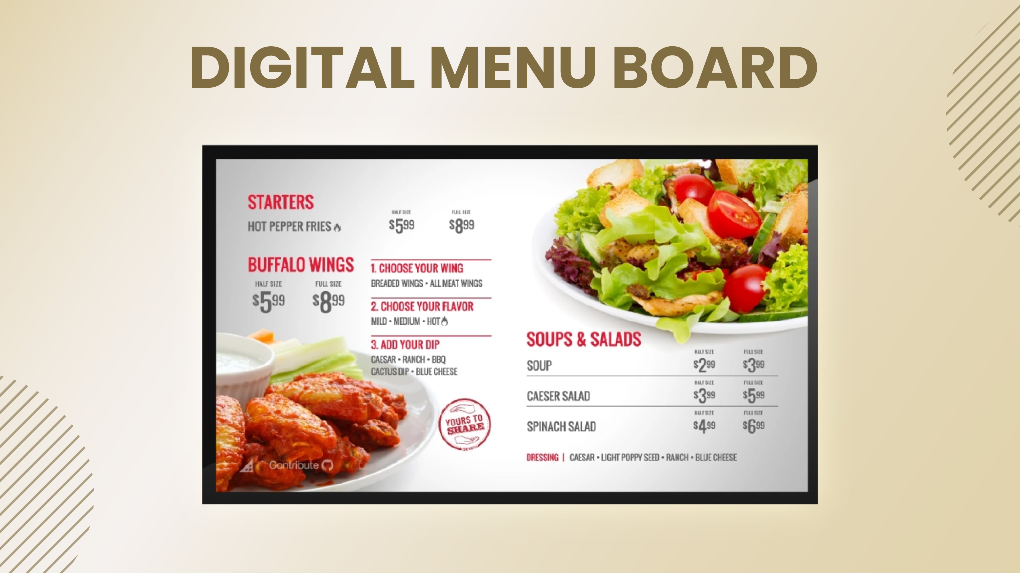 A digital menu board for your restaurant 